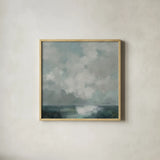 Stormy Cloudscape by Julia Purinton. Shown in a natural wood glass frame for a timeless modern aesthetic. Available as an archival giclee rolled canvas, fine art paper, or poster print. SKU 89287a.