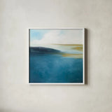 Subtle Sea by Julia Purinton. Shown in a crisp white glass frame for a clean and minimalist style. Available as an archival giclee rolled canvas, fine art paper, or poster print. SKU 78367a.