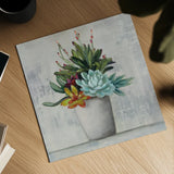 Succulent Still Life I by Julia Purinton. Shown as a detailed flat fine art print, highlighting archival giclee quality. Available as an archival giclee rolled canvas, fine art paper, or poster print. SKU 59959a.
