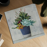 Succulent Still Life I Navy by Julia Purinton. Shown as a detailed flat fine art print, highlighting archival giclee quality. Available as an archival giclee rolled canvas, fine art paper, or poster print. SKU 63531a.