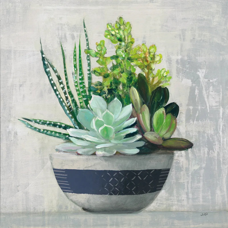 Succulent Still Life II Navy by Julia Purinton. SKU 63532a. Archival Giclee Fine art print for wall decor.