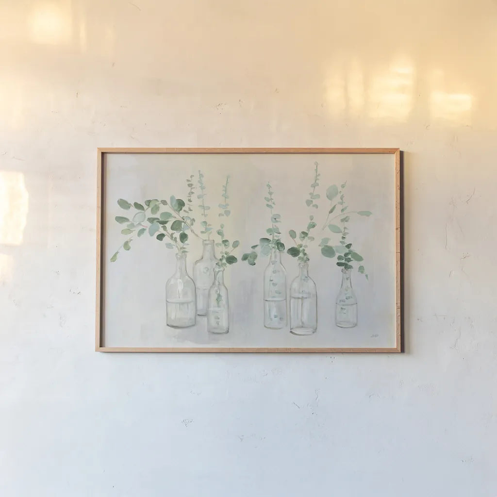 Summer Cuttings III Green Crop by Julia Purinton. shown as a paper print in a natural frame. Available as a archival giclee rolled canvas, fine art paper, or poster print. SKU 54530i.