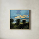 Summer Dusk by Julia Purinton. Shown in a natural wood glass frame for a timeless modern aesthetic. Available as an archival giclee rolled canvas, fine art paper, or poster print. SKU 83844a.