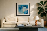 Summer Feeling I by Julia Purinton. Displayed in a glass frame with matte in a clean modern living room. Available as an archival giclee rolled canvas, fine art paper, or poster print. SKU 102758a.