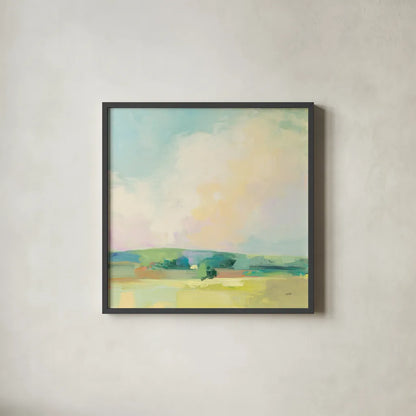 Summer Sky II by Julia Purinton. Shown in a sleek black glass frame for a contemporary gallery look. Available as an archival giclee rolled canvas, fine art paper, or poster print. SKU 58514a.