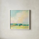 Summer Sky II by Julia Purinton. Shown in a crisp white glass frame for a clean and minimalist style. Available as an archival giclee rolled canvas, fine art paper, or poster print. SKU 58514a.