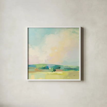Summer Sky II by Julia Purinton. Shown in a crisp white glass frame for a clean and minimalist style. Available as an archival giclee rolled canvas, fine art paper, or poster print. SKU 58514a.