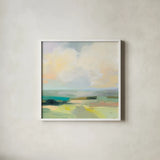 Summer Sky III by Julia Purinton. Shown in a crisp white glass frame for a clean and minimalist style. Available as an archival giclee rolled canvas, fine art paper, or poster print. SKU 58515a.