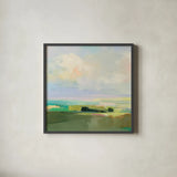 Summer Sky IV by Julia Purinton. Shown in a sleek black glass frame for a contemporary gallery look. Available as an archival giclee rolled canvas, fine art paper, or poster print. SKU 74170a.