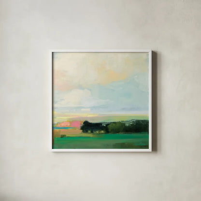 Summer Sky V by Julia Purinton. Shown in a crisp white glass frame for a clean and minimalist style. Available as an archival giclee rolled canvas, fine art paper, or poster print. SKU 74171a.