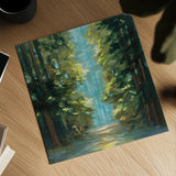 Sunlit Forest by Julia Purinton. Shown as a detailed flat fine art print, highlighting archival giclee quality. Available as an archival giclee rolled canvas, fine art paper, or poster print. SKU 79246a.
