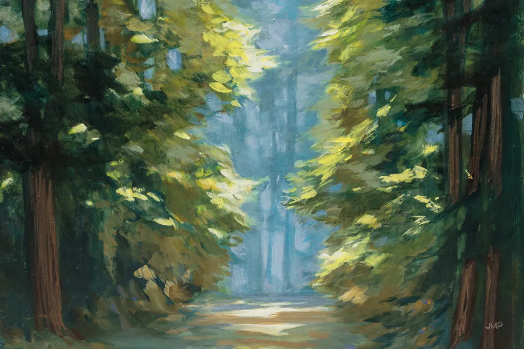Sunlit Forest Blue Crop by Julia Purinton. SKU 80575i. Archival Giclee Fine art print for wall decor.