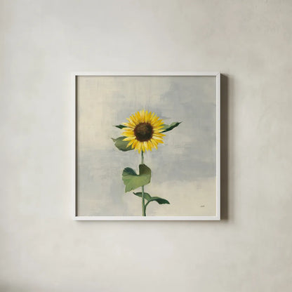 Sunny Blooms II by Julia Purinton. Shown in a crisp white glass frame for a clean and minimalist style. Available as an archival giclee rolled canvas, fine art paper, or poster print. SKU 62196a.