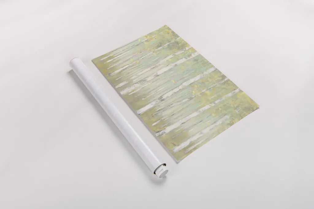 Sylvan Birches Crop by Julia Purinton. shown as a rolled paper print. Available as archival giclee rolled canvas, fine art paper, or poster print. SKU 50142i.