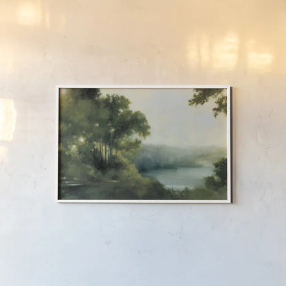 Sylvan View by Julia Purinton. shown as a paper print in a white frame. Available as a archival giclee rolled canvas, fine art paper, or poster print. SKU 67931i.