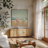 The Simple Life by Julia Purinton. Shown in a natural wood frame in a cozy modern living room. Available as an archival giclee rolled canvas, fine art paper, or poster print. SKU 17466a.