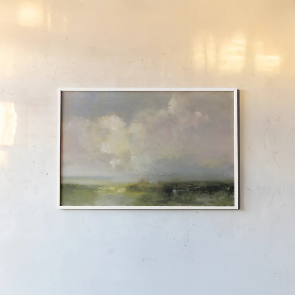 Thoughtful by Julia Purinton. shown as a paper print in a white frame. Available as a archival giclee rolled canvas, fine art paper, or poster print. SKU 83845i.