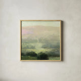 Through the Haze by Julia Purinton. Shown in a natural wood glass frame for a timeless modern aesthetic. Available as an archival giclee rolled canvas, fine art paper, or poster print. SKU 77490a.