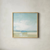 Tidal Retreat Crop by Julia Purinton. Shown in a natural wood glass frame for a timeless modern aesthetic. Available as an archival giclee rolled canvas, fine art paper, or poster print. SKU 74324a.