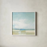 Tidal Retreat Crop by Julia Purinton. Shown in a crisp white glass frame for a clean and minimalist style. Available as an archival giclee rolled canvas, fine art paper, or poster print. SKU 74324a.