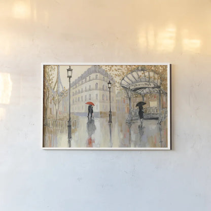 To the Metro by Julia Purinton. shown as a paper print in a white frame. Available as a archival giclee rolled canvas, fine art paper, or poster print. SKU 18788i.