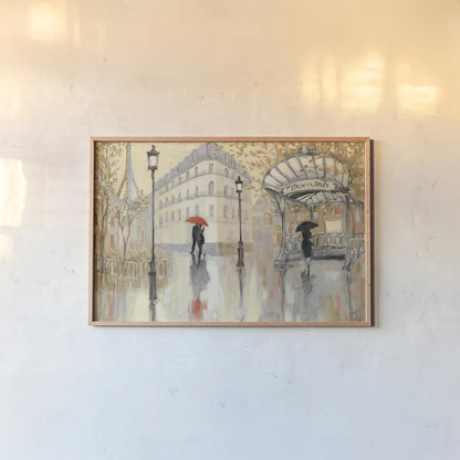 To the Metro by Julia Purinton. shown as a paper print in a natural frame. Available as a archival giclee rolled canvas, fine art paper, or poster print. SKU 30530i.