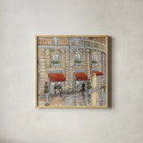 Touring Paris Couple II by Julia Purinton. Shown in a natural wood glass frame for a timeless modern aesthetic. Available as an archival giclee rolled canvas, fine art paper, or poster print. SKU 21837a.