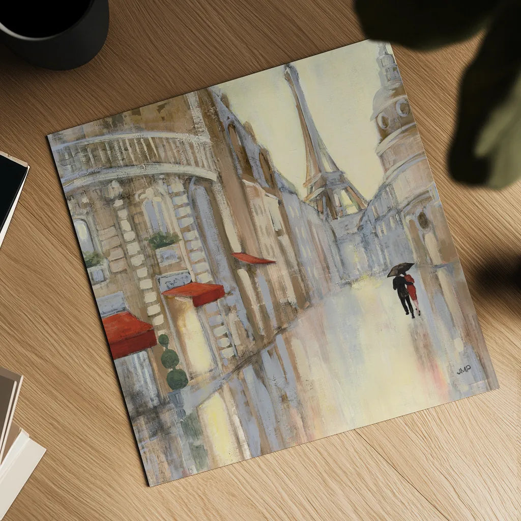 Touring Paris Couple III by Julia Purinton. Shown as a detailed flat fine art print, highlighting archival giclee quality. Available as an archival giclee rolled canvas, fine art paper, or poster print. SKU 21838a.