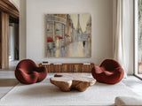 Touring Paris Couple III by Julia Purinton. Shown as extra-large giant wall art in a modern living room. Available as an archival giclee rolled canvas, fine art paper, or poster print. SKU 21838a.