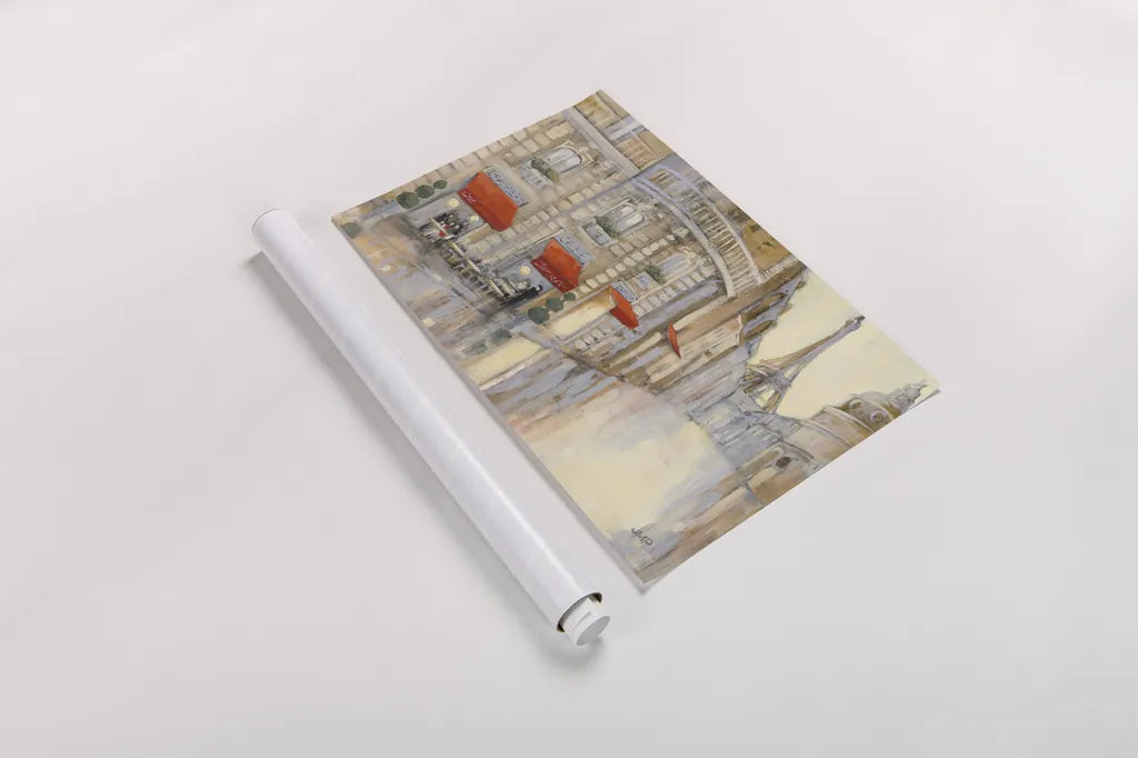 Touring Paris Crop by Julia Purinton. shown as a rolled paper print. Available as archival giclee rolled canvas, fine art paper, or poster print. SKU 18792i.