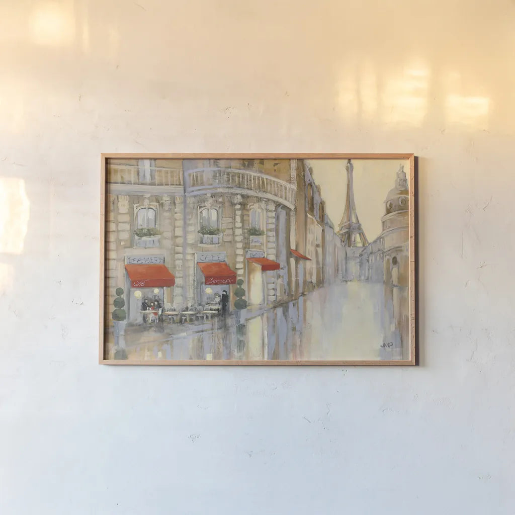Touring Paris Crop by Julia Purinton. shown as a paper print in a natural frame. Available as a archival giclee rolled canvas, fine art paper, or poster print. SKU 18792i.