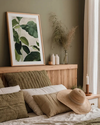 Tropical Study II Crop by Julia Purinton. shown as a paper print in a natural frame. Available as a archival giclee rolled canvas, fine art paper, or poster print. SKU 70135h.