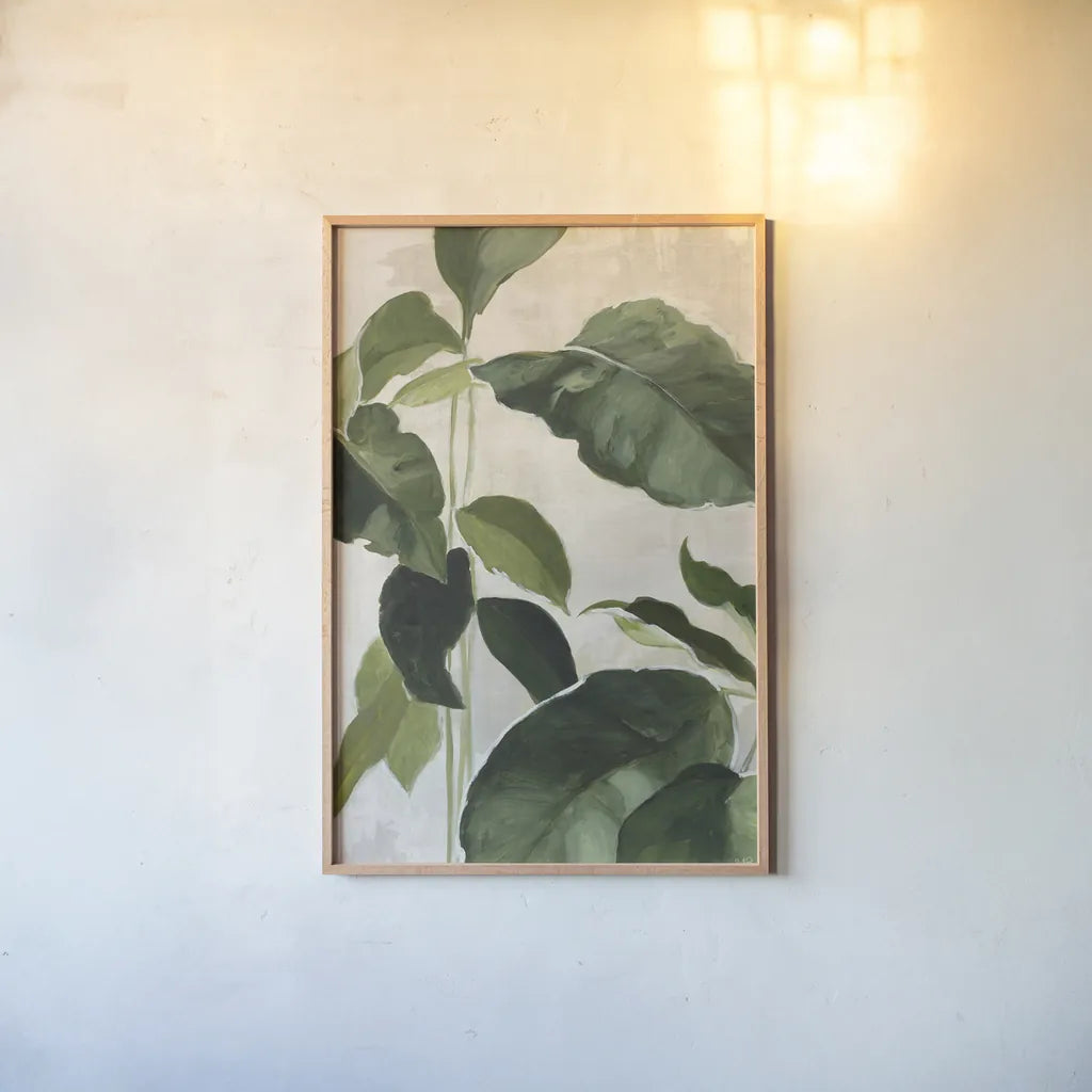 Tropical Study II Crop by Julia Purinton. shown as a paper print in a natural frame. Available as a archival giclee rolled canvas, fine art paper, or poster print. SKU 70135h.