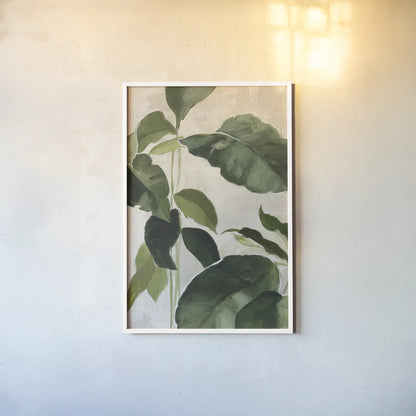 Tropical Study II Crop by Julia Purinton. shown as a paper print in a white frame. Available as a archival giclee rolled canvas, fine art paper, or poster print. SKU 70135h.