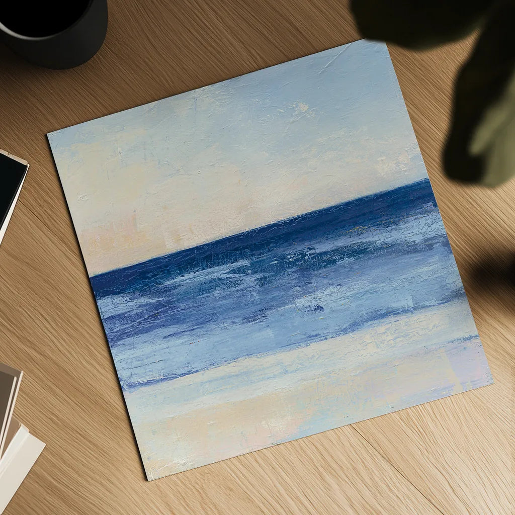 True Blue Ocean II by Julia Purinton. Shown as a detailed flat fine art print, highlighting archival giclee quality. Available as an archival giclee rolled canvas, fine art paper, or poster print. SKU 24587a.
