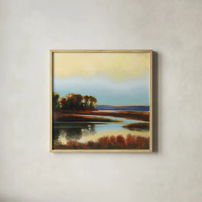 Twilight by Julia Purinton. Shown in a natural wood glass frame for a timeless modern aesthetic. Available as an archival giclee rolled canvas, fine art paper, or poster print. SKU 19682a.