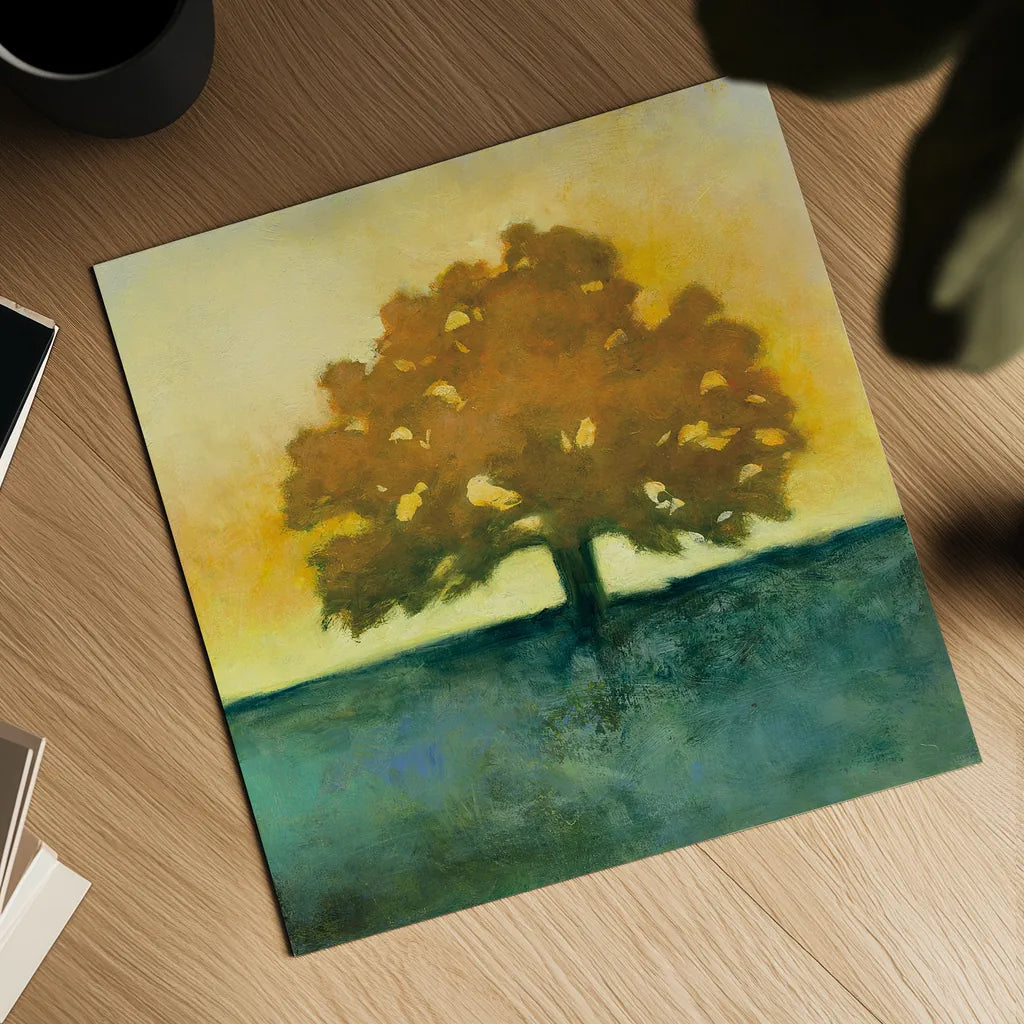 Under the Oak II by Julia Purinton. Shown as a detailed flat fine art print, highlighting archival giclee quality. Available as an archival giclee rolled canvas, fine art paper, or poster print. SKU 22000a.