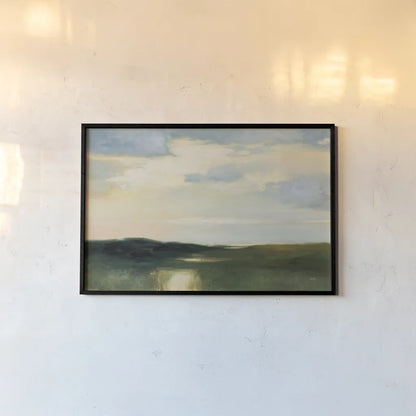 Verdant Horizon by Julia Purinton. shown as a paper print in a black flame. Available as a archival giclee rolled canvas, fine art paper, or poster print. SKU 95220i.