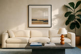 View from the Top Neutral by Julia Purinton. Displayed in a glass frame with matte in a clean modern living room. Available as an archival giclee rolled canvas, fine art paper, or poster print. SKU 68942a.