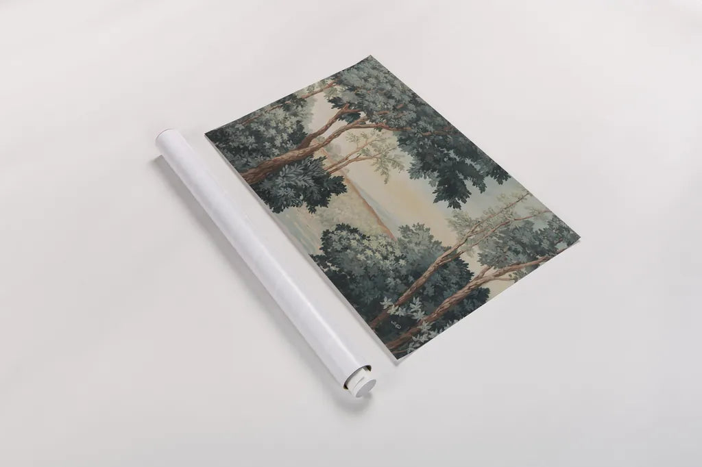 Vintage Grove by Julia Purinton. shown as a rolled paper print. Available as archival giclee rolled canvas, fine art paper, or poster print. SKU 102422i.