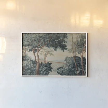 Vintage Grove by Julia Purinton. shown as a paper print in a white frame. Available as a archival giclee rolled canvas, fine art paper, or poster print. SKU 102422i.