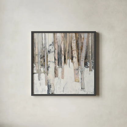 Warm Winter Light I by Julia Purinton. Shown in a sleek black glass frame for a contemporary gallery look. Available as an archival giclee rolled canvas, fine art paper, or poster print. SKU 30551a.