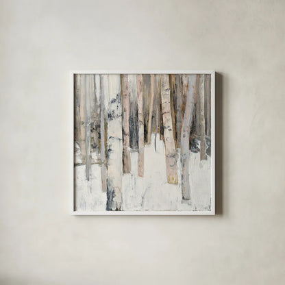 Warm Winter Light I by Julia Purinton. Shown in a crisp white glass frame for a clean and minimalist style. Available as an archival giclee rolled canvas, fine art paper, or poster print. SKU 30551a.