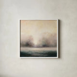 Waters Edge by Julia Purinton. Shown in a crisp white glass frame for a clean and minimalist style. Available as an archival giclee rolled canvas, fine art paper, or poster print. SKU 27598a.