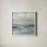 Waves by Julia Purinton. Shown in a crisp white glass frame for a clean and minimalist style. Available as an archival giclee rolled canvas, fine art paper, or poster print. SKU 37620a.