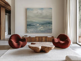 Waves by Julia Purinton. Shown as extra-large giant wall art in a modern living room. Available as an archival giclee rolled canvas, fine art paper, or poster print. SKU 37620a.
