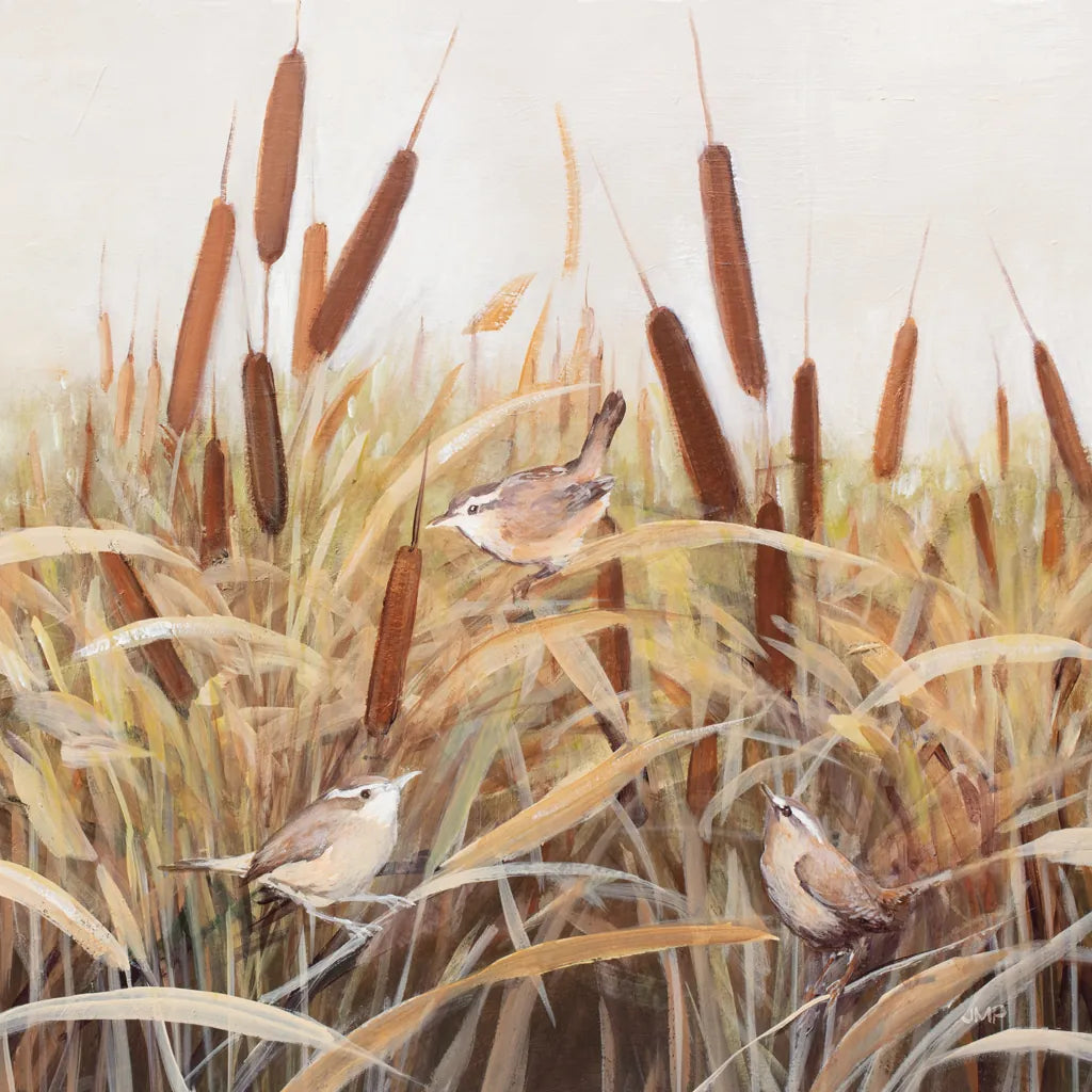 Whispering Cattails            III by Julia Purinton. SKU 86018a. Archival Giclee Fine art print for wall decor.