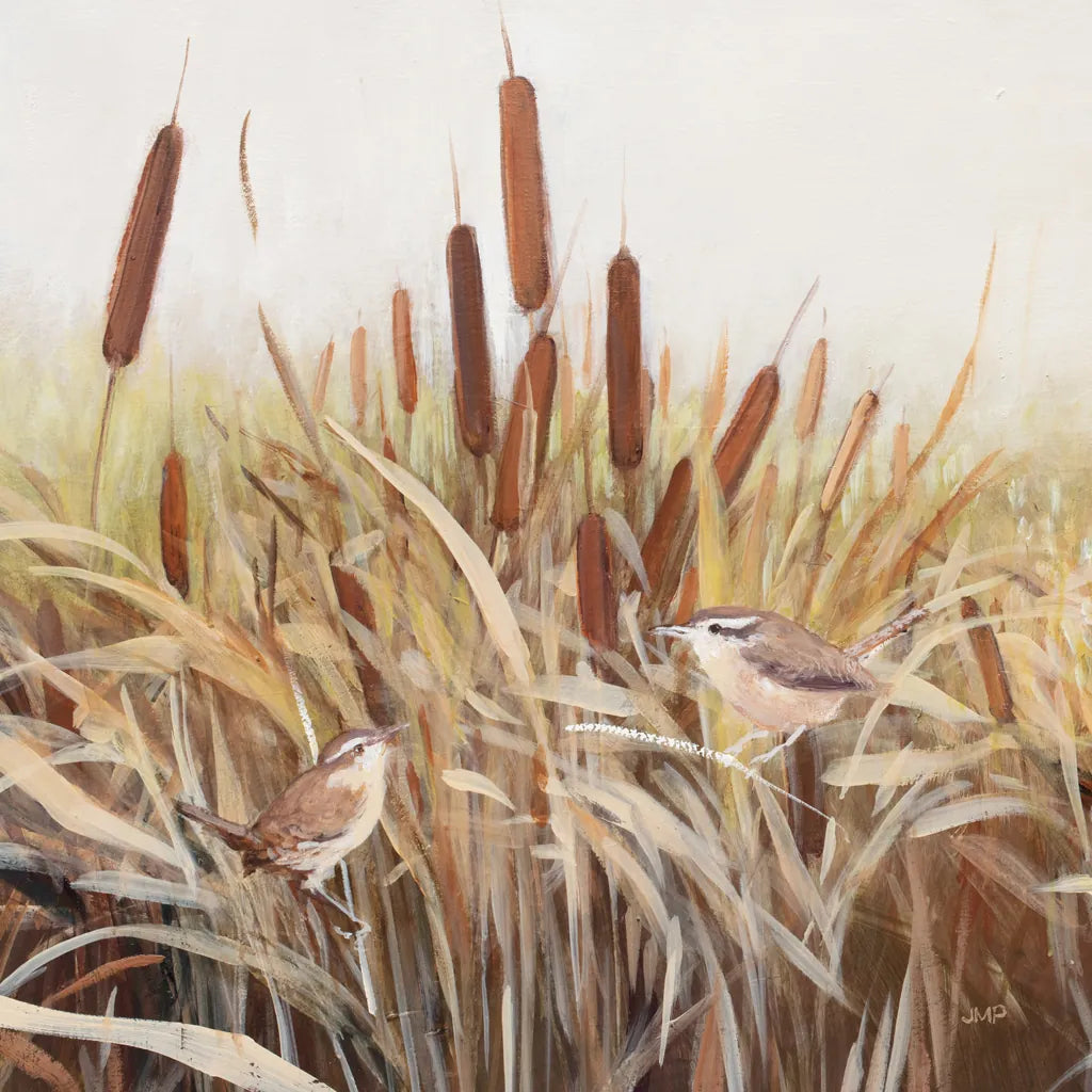 Whispering Cattails II by Julia Purinton. SKU 86017a. Archival Giclee Fine art print for wall decor.