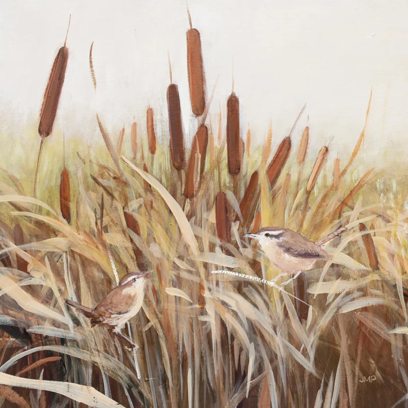 Whispering Cattails II by Julia Purinton. SKU 86017a. Archival Giclee Fine art print for wall decor.