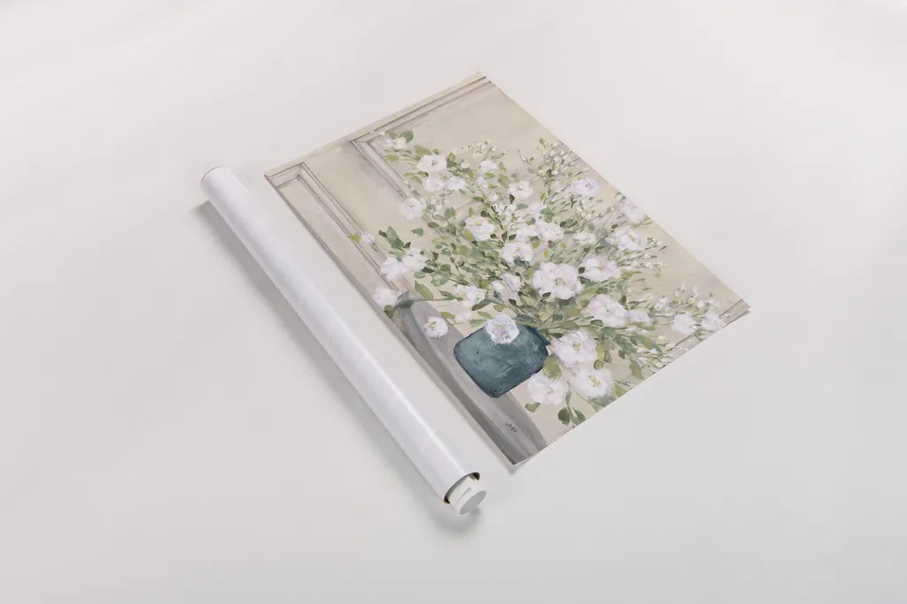 White Bouquet by Julia Purinton. shown as a rolled paper print. Available as archival giclee rolled canvas, fine art paper, or poster print. SKU 72770i.